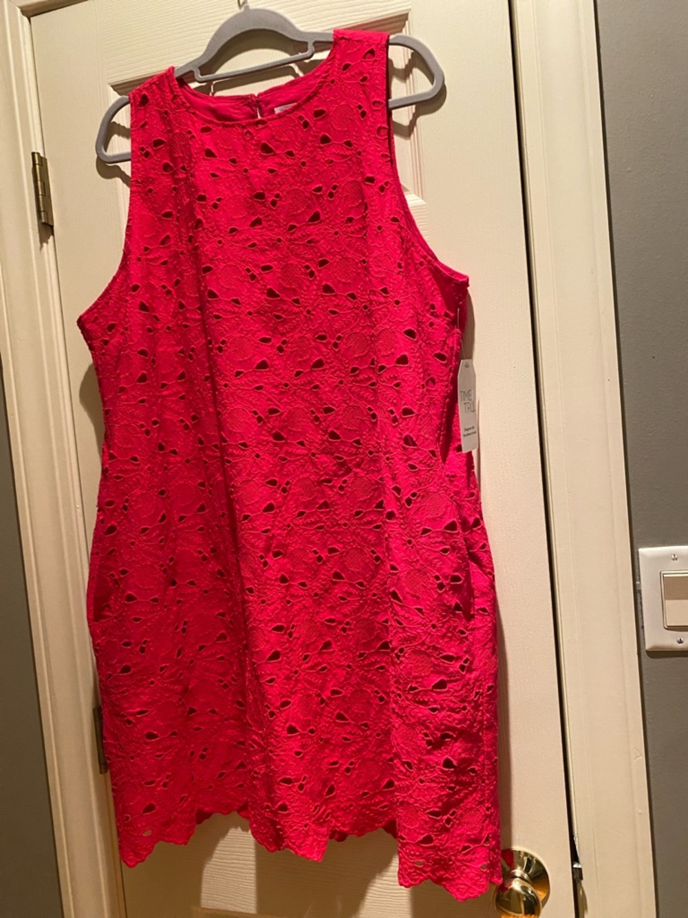 Chic Time and Tru Hot Pink Eyelet Shift Dress